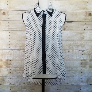 Sans Souci White and Black polka dot blouse Size S